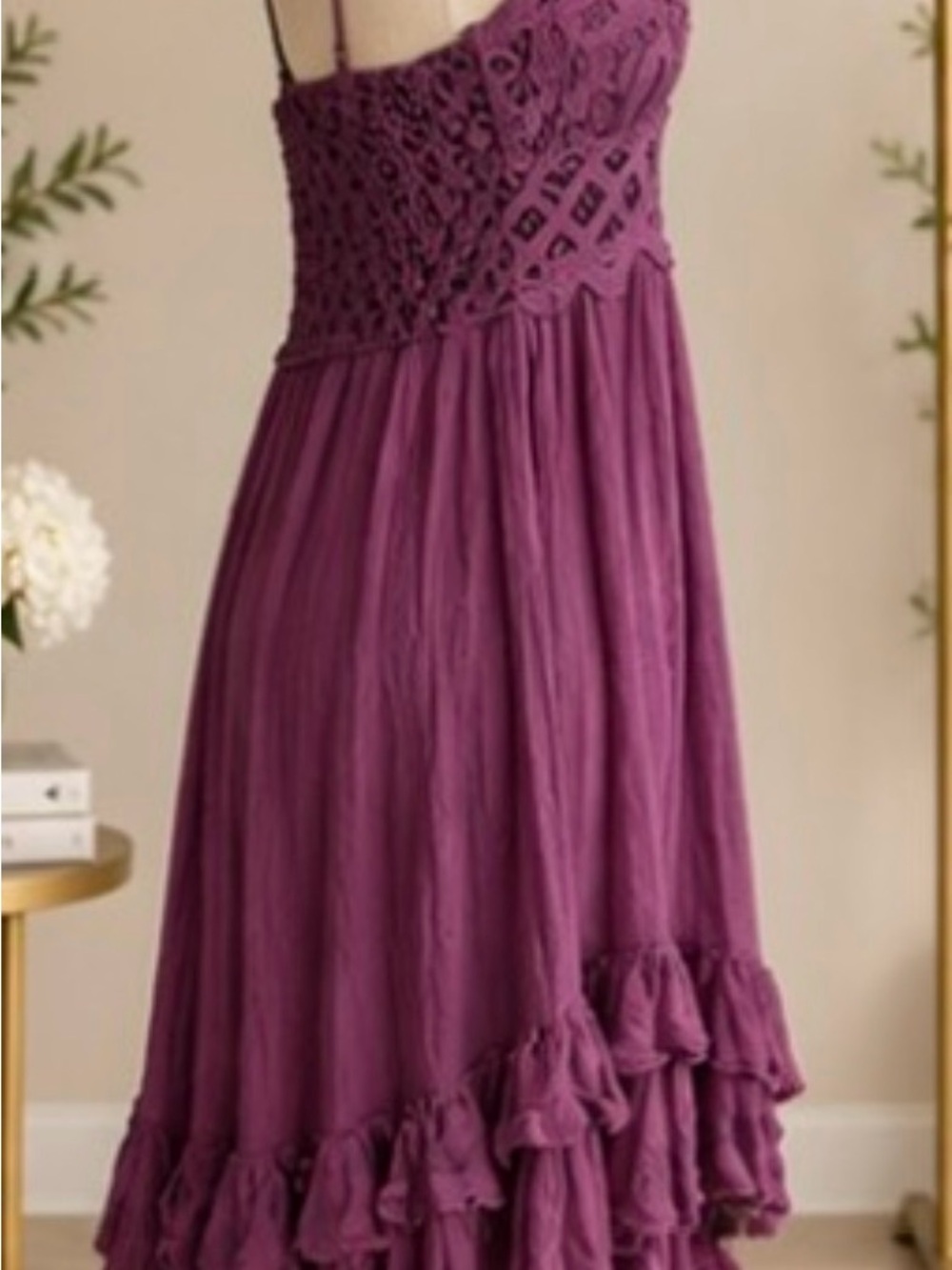 Free People FP One Adella Slip Dress M Purple Crochet Lace Boho - Picture 4 of 7